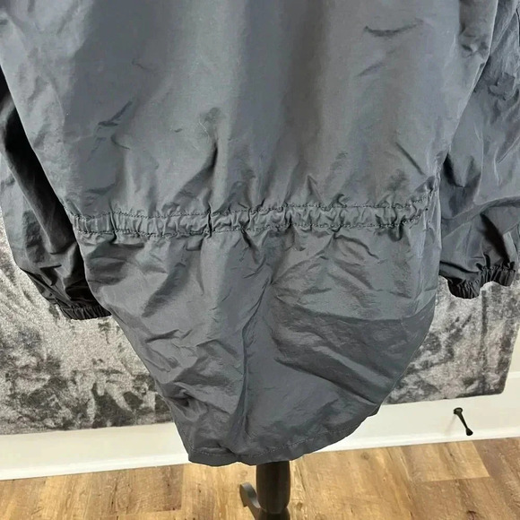 Eileen Fisher Hooded Rain Jacket Black Women's L Nylon Cotton Cinched Coat - Picture 10 of 15